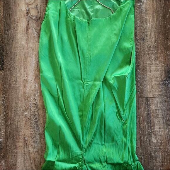 Retrofete Margot Dress Green Size Medium Silk Blend Open Back NWT - Picture 9 of 14